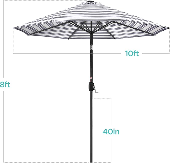Best Choice Products 10ft Solar Polyester LED Lighted Patio Umbrella w/Tilt Adjustment and UV-Resistant Fabric - Image 7