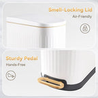 Slim Bathroom Trash Can with Soft Close Lid Stainless Steel Garbage Can Step - Image 6