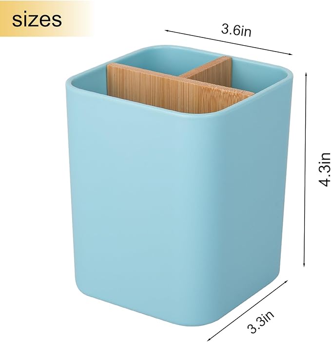 Bamboo Toothbrush Holder for Bathrooms, 3 Slots Toothbrush and Toothpaste - Image 5
