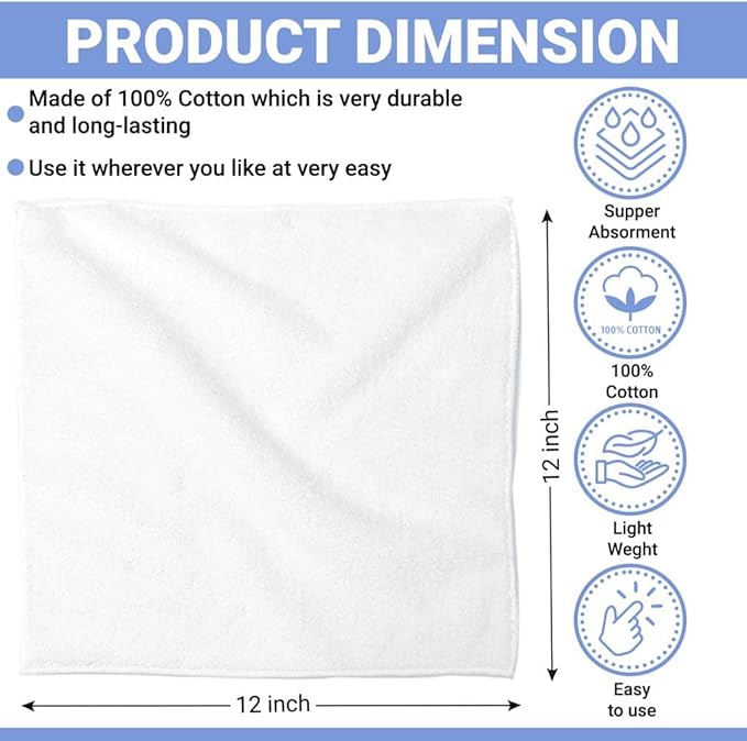 100% Cotton Washcloth Set 24 Packs – Soft, Absorbent Face Towels - Image 7