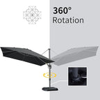 PURPLE LEAF 9' X 11.5' Square Cantilever Umbrella Patio Umbrella with Base Outdoor Umbrella Aluminum Offset with 360-degree Rotation for Garden Deck Pool Patio Black - Image 5