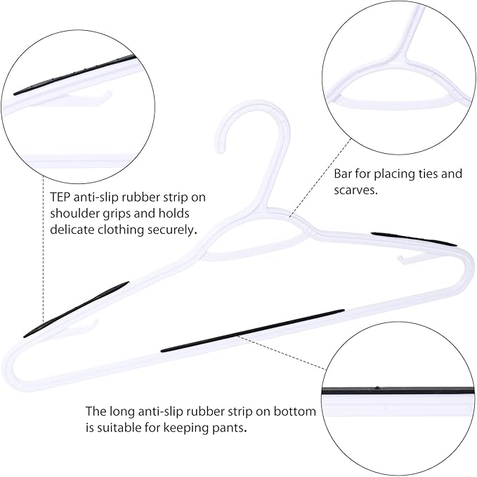 30 Pack Bendable Plastic Hangers Light-Weight Non-Slip Clothes/Suit Hangers - Image 3