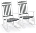 VINGLI Wooden Rocking Chair, Outdoor Chair with 450 lbs Support, Relaxing Rocker with Solid Wood High Back Seat Reclining Seat for Deck, Garden, Backyard, Porch (White & Grey, 2PCS) by VINGLI