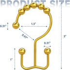 Titanker Shower Curtain Hooks Rings Gold, Metal Double Glide Shower Hooks Rings - Image 6