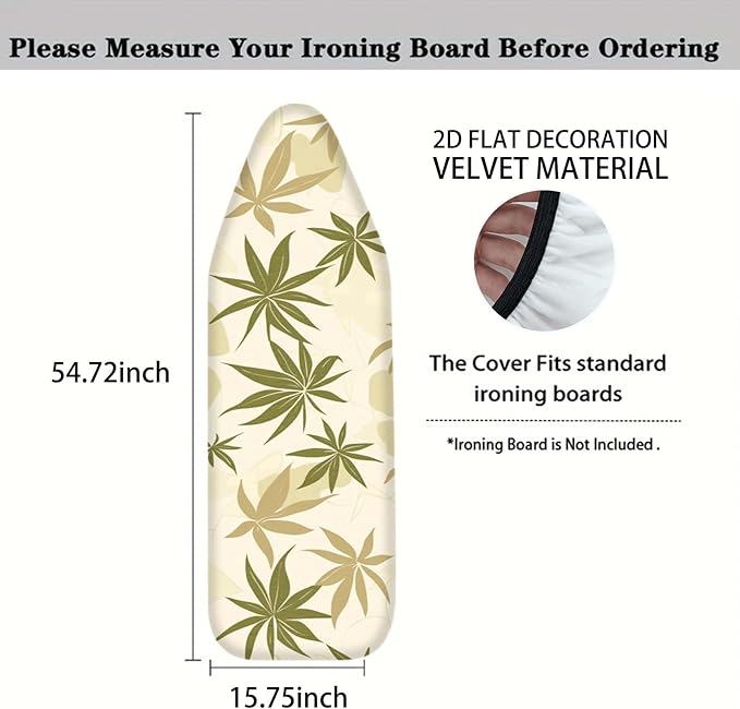 Nuxovilar Olive Green & Beige Leaf Pattern Ironing Board Cover, This Cover Fits - Image 4