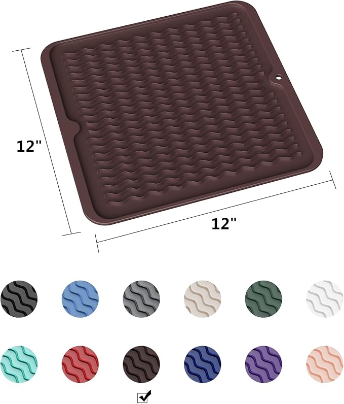 ZLR Silicone Dish Drying Mat 12" x 12" Square - Image 6