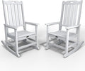 Oversized Rocking Chair Set of 2, Outdoor Rocking Chair for Adults, All Weather Resistant Porch Rocker for Lawn Garden, White by THOEOE
