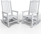 Oversized Rocking Chair Set of 2, Outdoor Rocking Chair for Adults, All Weather Resistant Porch Rocker for Lawn Garden, White by THOEOE