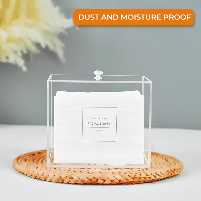 Disposable Face Towel Holder, Acrylic Face Towelettes Storage Box Compatible - Image 2