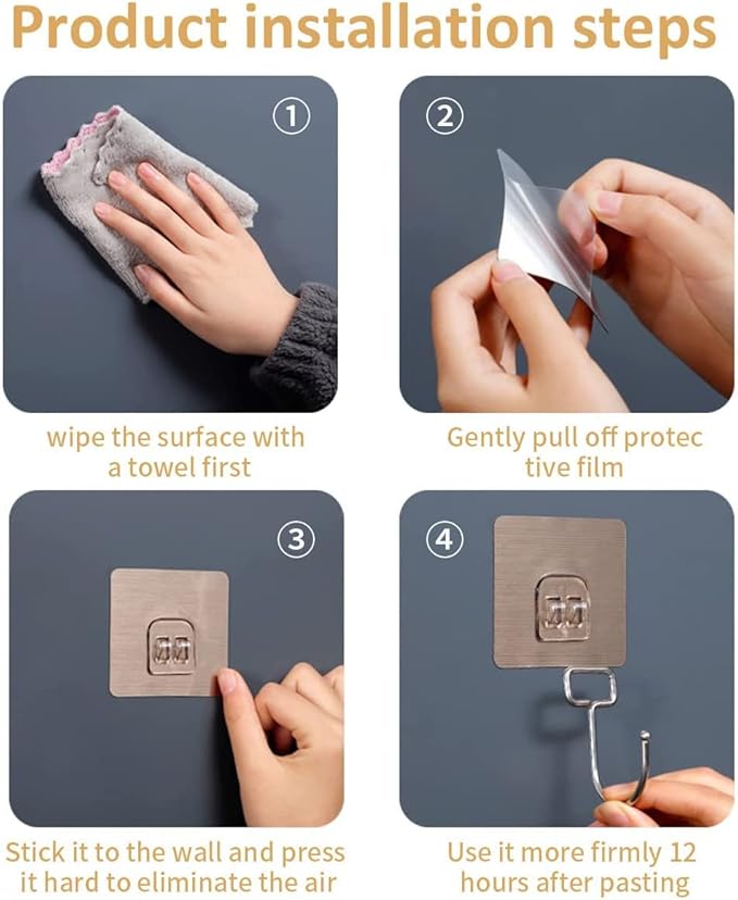Large Adhesive Hooks 22Ib, Waterproof and Rustproof Wall Hooks - Image 7