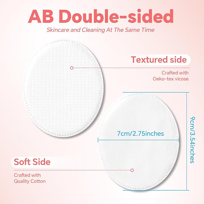 Large Oval Cotton Pads, Dual-Sided, Ultra-Soft Cotton Oval Pads - Image 3