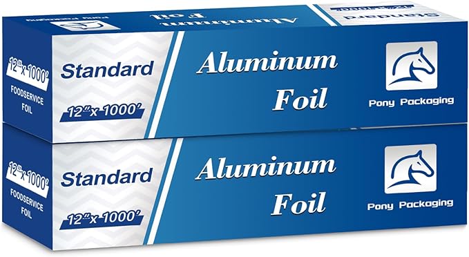 Aluminum Foil Standard 12 inch Wide, 1000 FT Food Safe Foil Wrap by PonyPackaging