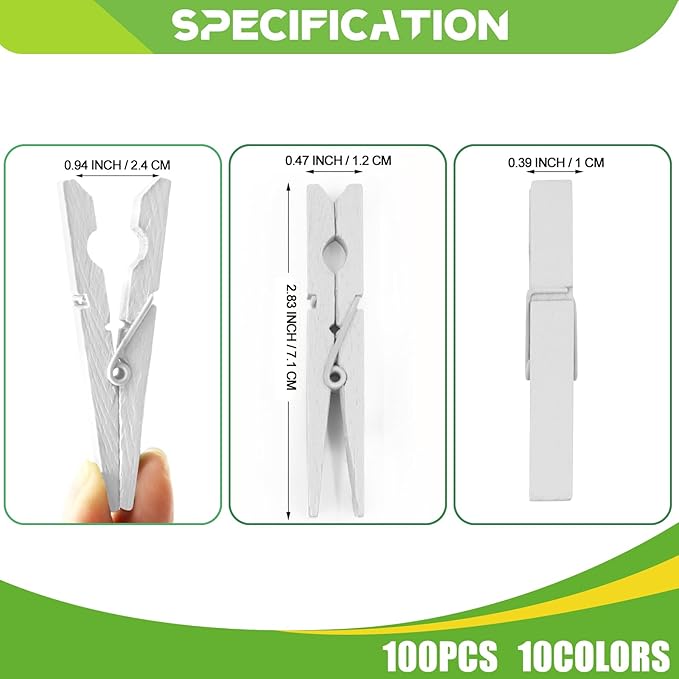 100 Pack Clothes Pins Wooden, Clothing Pins Clips - Image 7