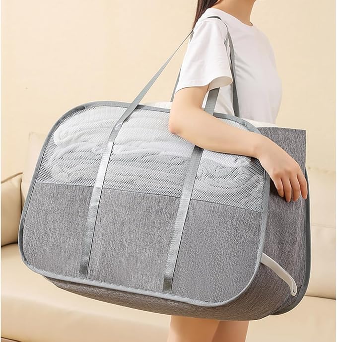 150L Collapsible Laundry Basket, 3-Compartment Foldable Hamper - Image 5