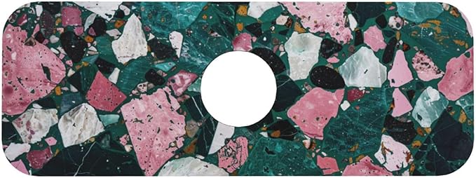 Faucet Draining Mat For Kitchen Sink, Terrazzo Dark Green Diatom Mud Absorbent - Image 6