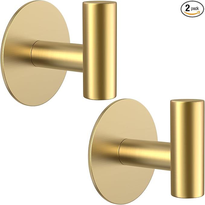 Gold Stainless Steel Wall Hooks, Heavy Duty Self-Adhesive Hooks by VINHOLD