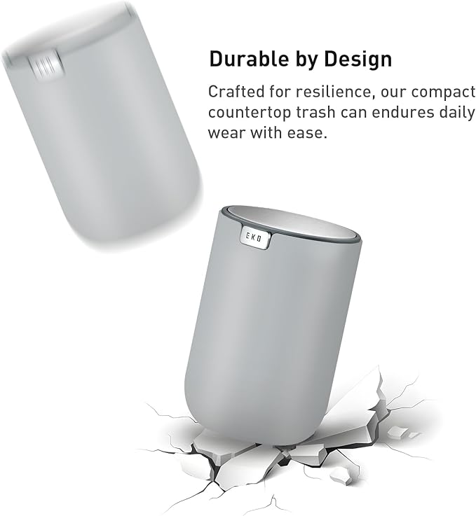 EKO Mini Desk Trash Can with Swing-Top Lid 0.4 Gallon Small Table Round - Image 6