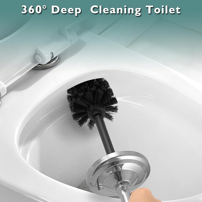 Chrome Toilet Brush and Holder Set, Stainless Steel Toilet Brush - Image 4
