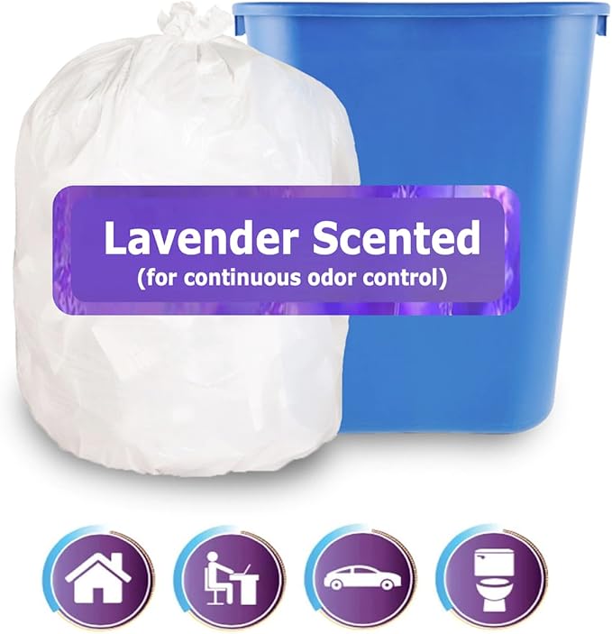 4 gallon Small Trash Bags Lavender Scented CCLINERS White Bathroom Garbage Bags - Image 2