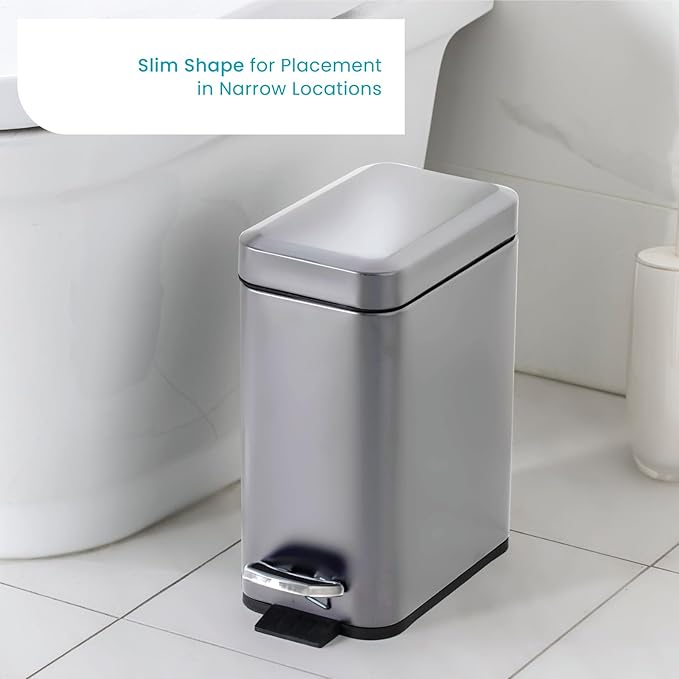 Home Zone Living 3-Pack 1.3 Gallon Small Bathroom Trash Can - Image 2