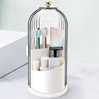 Toothbrush Holders with Sliding Lid, Rotating 3 Slots Bathroom Organizer by QIYVLOS