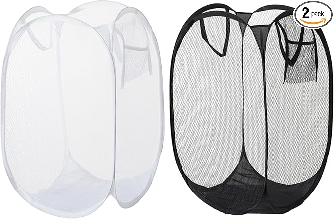 2pcs Pop Up Mesh Laundry Hamper Room Collapsible Storage Bin Lightweight Basket by Unknown