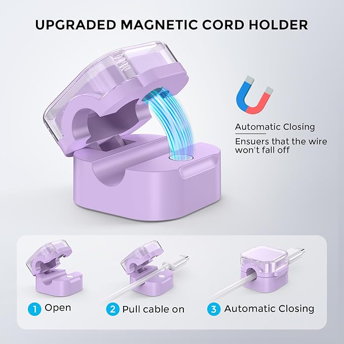 AhaStyle 6 Pack Magnetic Cable Organizer Cord Holders Clips Strong Adhesive - Image 2