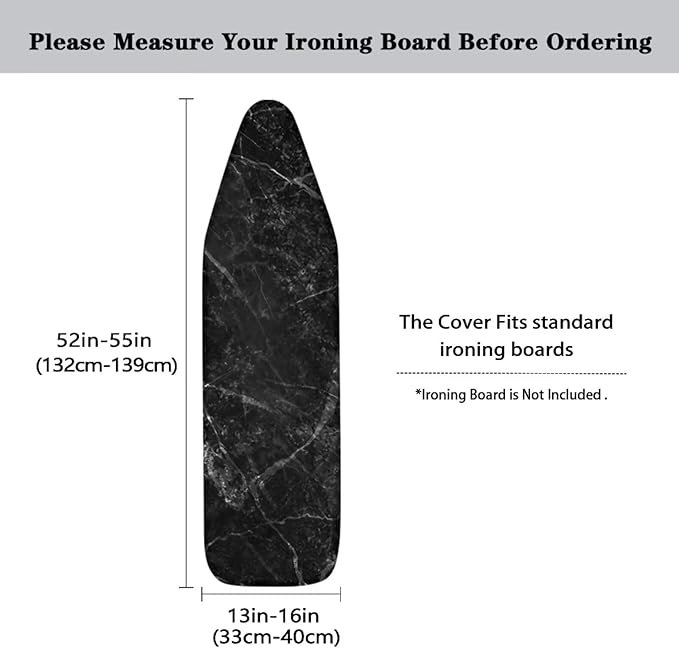 ZDCUSTOM Black Marble Ironing Board Cover and Pad- 52" x 13" Iron Board Cover - Image 5