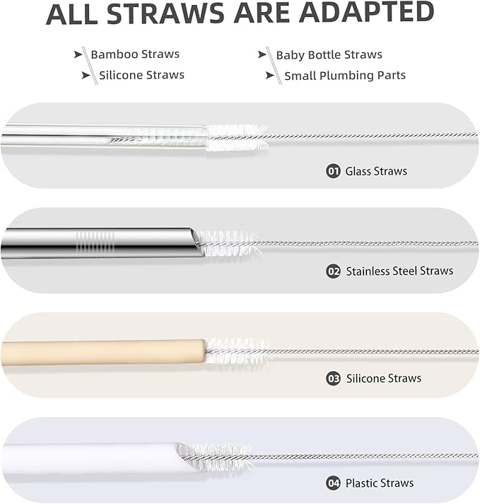 Hiware Straw Cleaner Brush Set, 8-Piece Long Cleaning Brush - Image 4