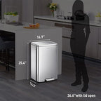 EKO Madison Brushed Stainless 50 Liter/13.2 Gallon Step Trash Can - Image 6