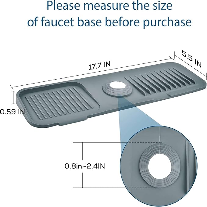 Silicone Sink Splash Guard for Kitchen & Bathroom, 17.7 inch Faucet Mat - Image 6