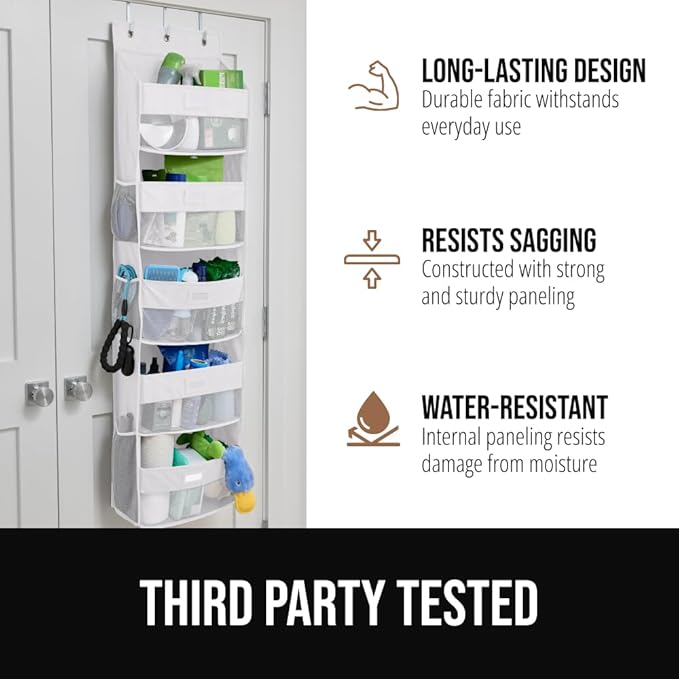 GORILLA GRIP Over The Door Organizer Storage, 5 Deep Hanging Shelves, Holds - Image 5