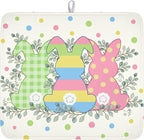 Easter Bunny Dish Drying Mat for Kitchen Counter Cute Rabbit Colorful Polka by Kawani