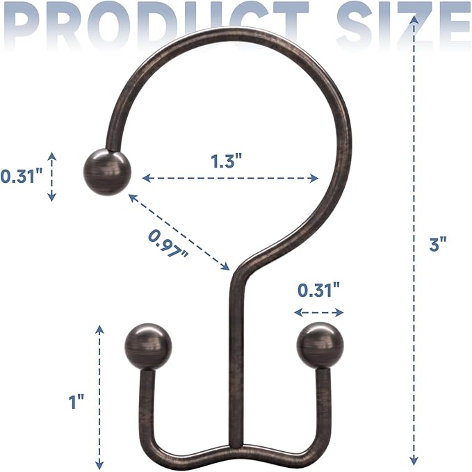 Titanker Shower Curtain Hooks Bronze, Minimalist Simple Double Glide Shower - Image 5