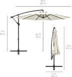Best Choice Products 10ft Offset Hanging Market Patio Umbrella w/Easy Tilt Adjustment, Polyester Shade, 8 Ribs for Backyard, Poolside, Lawn and Garden - Ivory - Image 7