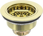 KONE 3-1/2 Inch Kitchen Sink Drain Assembly Stainless Steel Gold Kit by KONE