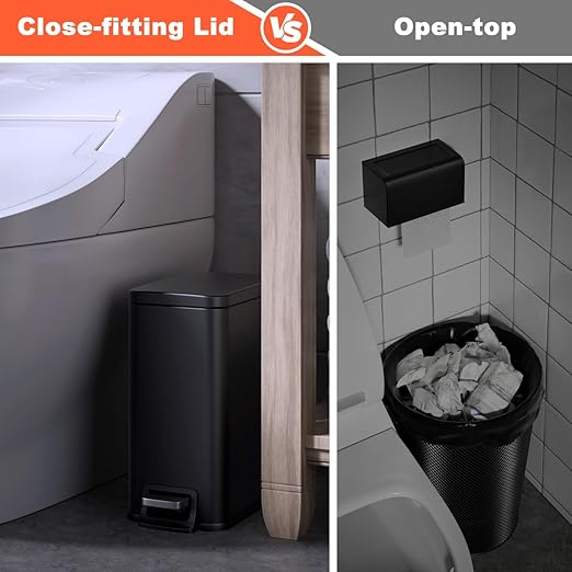 Bathroom Trash Can with Lid Slim 1.6 Gallon Stainless Steel Garbage Can with - Image 7