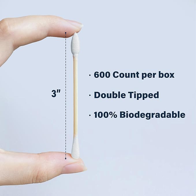 Bamboo Cotton Swabs 2400 Count/4 Box, One Pointed Tip and One Rounded Tip - Image 4