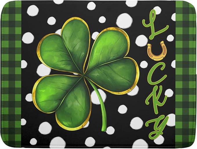 St. Patrick's Day Dish Drying Mats 18x24 Inch Green Clover Shamrock Lucky by Kawani