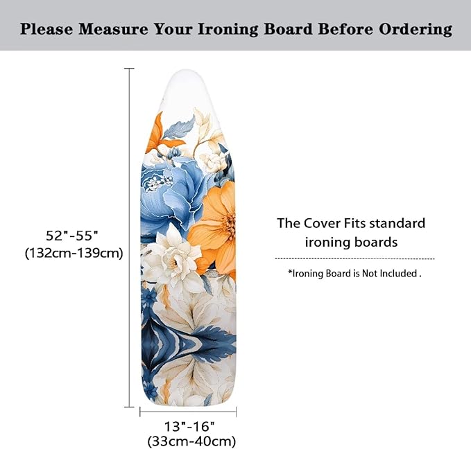 Floral Print Ironing Board Cover and Pad 15x54 Inch Standard Ironing Board Cover - Image 6