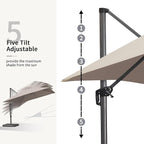 PURPLE LEAF 10' X 13' Square Cantilever Umbrella Patio Umbrella with Base Outdoor Umbrella Aluminum Offset with 360-degree Rotation for Garden Deck Pool Patio Taupe - Image 4