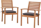 OC Orange-Casual Stackable Patio Dining Chairs Set of 2, Outdoor Acacia Wooden Chairs w/Armrest & Removeable Fabric Cushion, for Porch, Backyard, Garden, Indoor, Dark Grey by OCOrange-Casual
