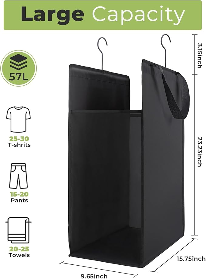 Fentec Hanging Laundry Hamper, Hanging Laundry Basket, Slim Laundry Hamper Bag - Image 2