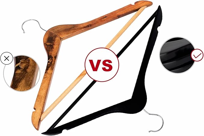 ELONG HOME Solid Wooden Hangers 20 Pack, Wood Suit Hangers - Image 7