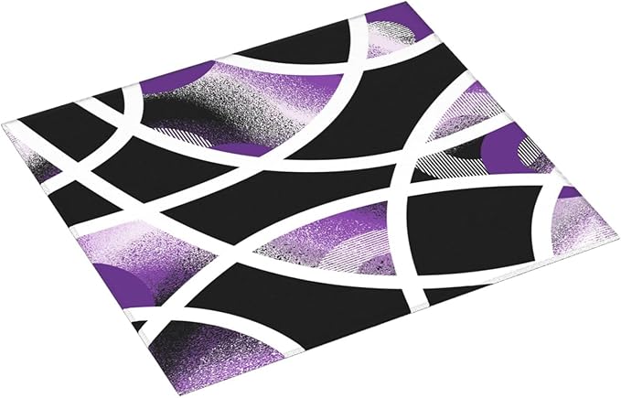 Purple Black White Geometric Abstract Dish Drying Mat - Image 2