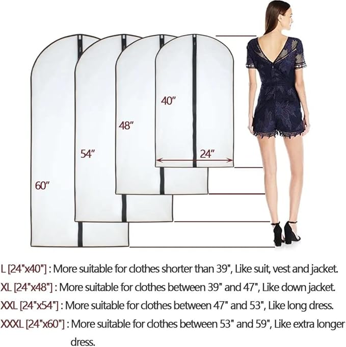 Garment Bags for Hanging Clothes 12 PCS Transparent Dress Bag for Traveling - Image 2