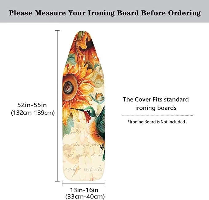 ZDCUSTOM Sunflower Hummingbird Ironing Board Cover 15x54 Inch Standard Ironing - Image 5