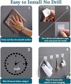 Adhesive Towel Hooks, 8 Pack Self Adhesive Coat Sticky Hooks - Image 3