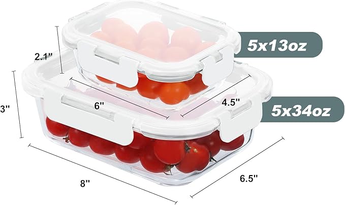 KOMUEE 10 Pack Glass Food Storage Containers, Meal Prep Containers - Image 6