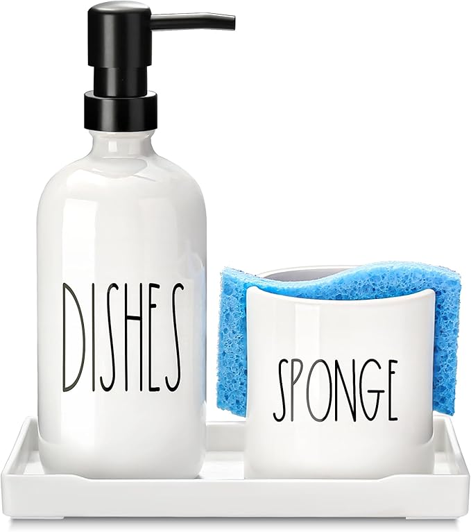 Dish Soap Dispenser for Kitchen, Ceramic Dish Soap Dispenser by ALPIRIRAL